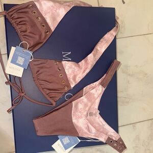 Pink and Brown Bikini Set
